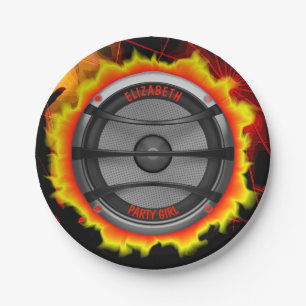 Buntes lautes Musik-Lautsprecher-Tanzen-Party Pappteller