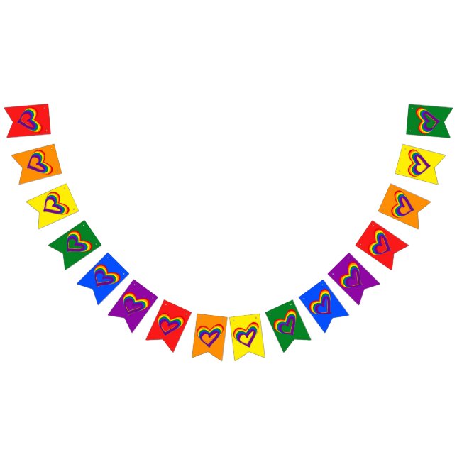 Buntes LGBT Gay Pride-Liebe-Regenbogen-Herz Wimpelkette (Alle)