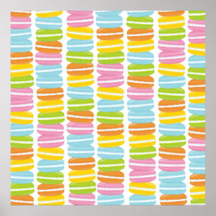 Buntes Macarons Stapel-Muster Poster