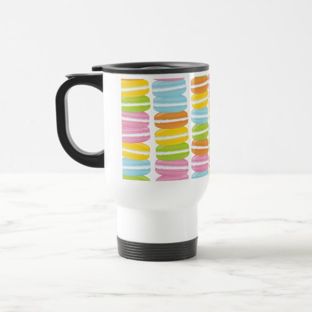 Buntes Macarons Stapel-Muster Reisebecher (Links)