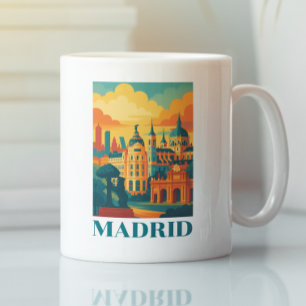 Buntes Madrid Spanien Vintage Reise Kaffeetasse