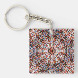 Buntes Mandala in gemischten Grau-Orange-Farben Schlüsselanhänger