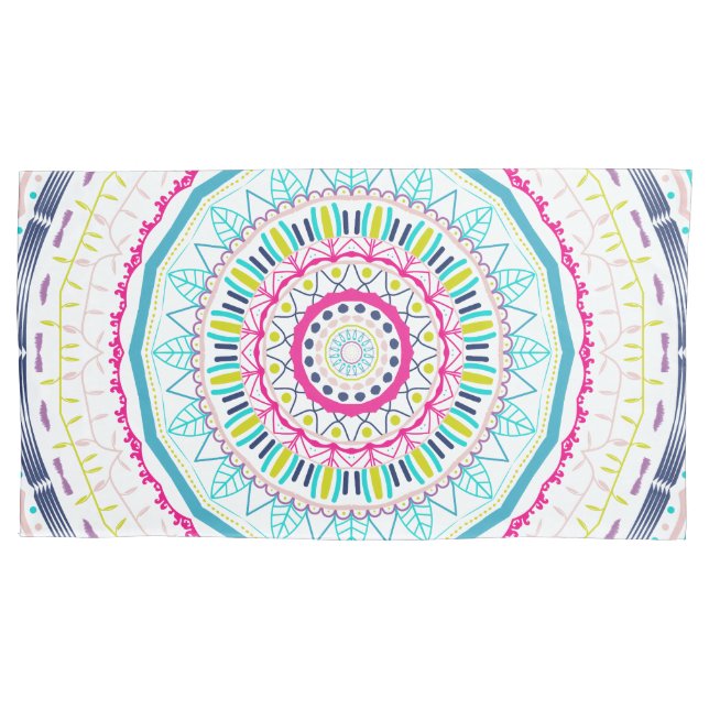 buntes Mandala Kissenbezug (Vorderseite-Links)