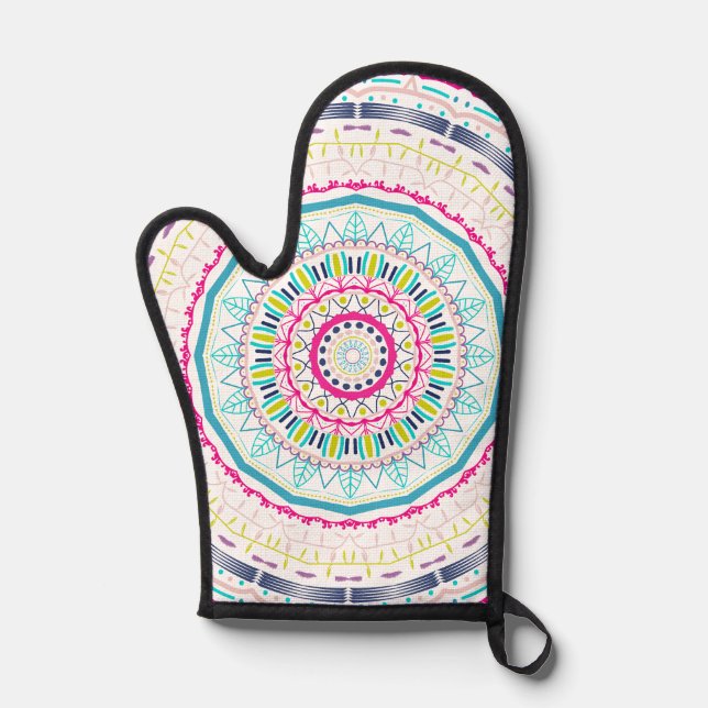 buntes Mandala Ofenhandschuh (Vorderseite)