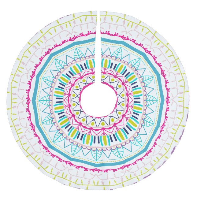 buntes Mandala Polyester Weihnachtsbaumdecke (Vorderseite)