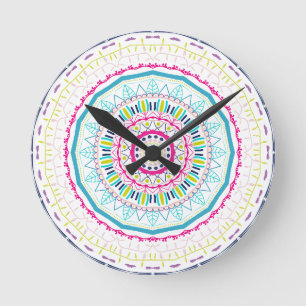 buntes Mandala Runde Wanduhr