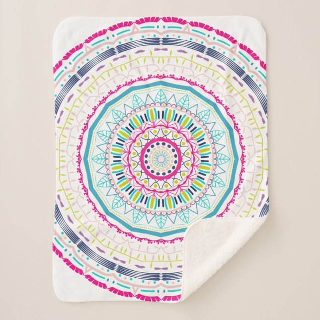 buntes Mandala Sherpadecke (Vorderseite)