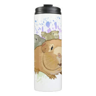 Buntes Meerschweinchen-Trio Regenbogen-Farbspritze Thermosbecher