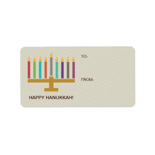 Buntes Menorah Chanukka Geschenk Adressaufkleber