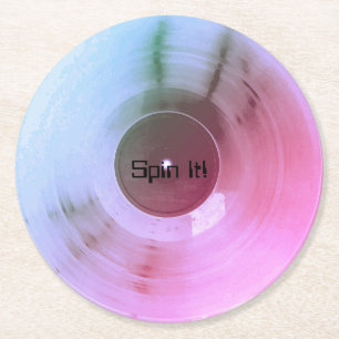 Buntes metallisches VinylRetro Abdeckung Runder Pappuntersetzer