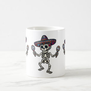 Buntes mexikanisches Skelett Kaffeetasse