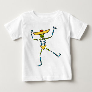 Buntes mexikanisches Tanzen-Skelett Baby T-shirt