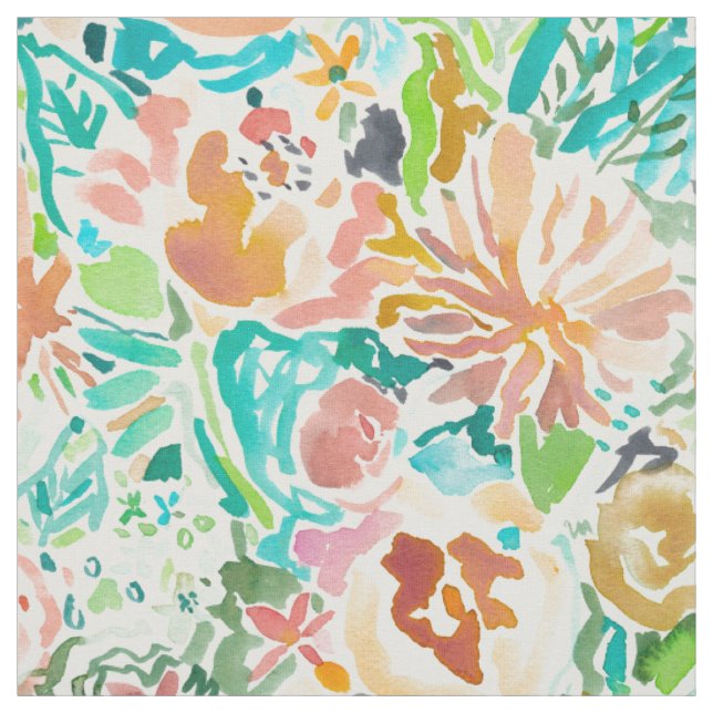 Buntes mit BlumenAquarell SANTA CRUZ Stoff (Muster)