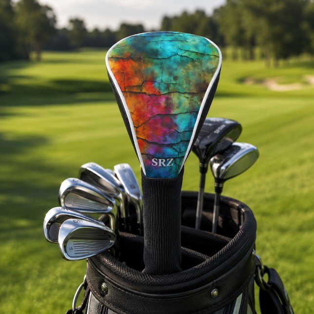 Buntes modernes abgenutztes abstraktes Monogramm Golf Headcover (Von Creator hochgeladen)