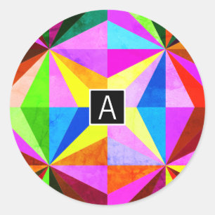 Buntes modernes mehrfarbiges geometrisches   runder aufkleber