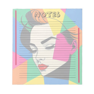 Buntes modernes Pop-Art-Frauen liniiertes Notizbuc Notizblock