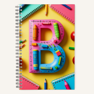 📚 Buntes Monogramm Buchstabe B Zurück zur Schule Notizbuch