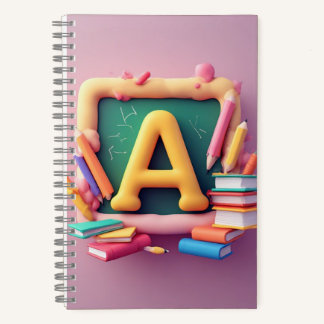 🖍️ Buntes Monogramm-Buchstabe Schul-Lernset Notizbuch