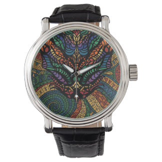 Buntes Mosaik-Drache Kunst Armbanduhr