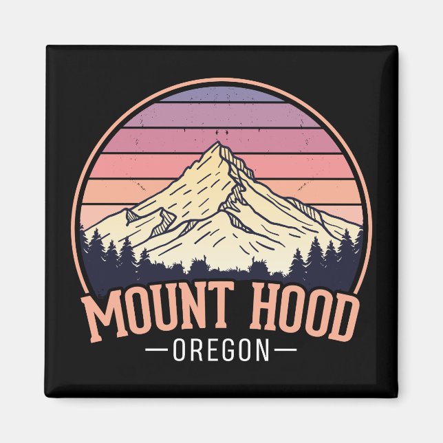 Buntes Mount Hood Oregon – Retro Reise Magnet (Vorne)