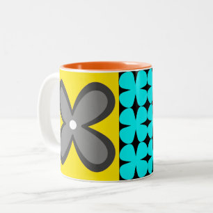 buntes mutiges grafisches BlumenCaféOlé 11oz. Zweifarbige Tasse