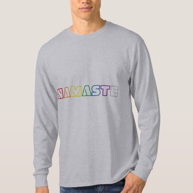 Buntes Namaste Gruß-Typografie-Shirt T-Shirt (Vorderseite)
