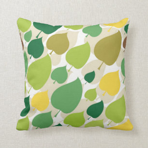 Buntes Natur-Muster-Grün-Gelb-Blätter Kissen
