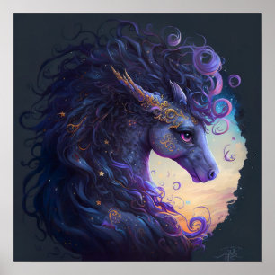 Buntes Neon-Fantasy-Pony-Plakat Poster