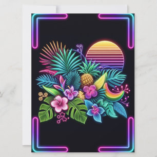 Buntes Neon Tropisch/Hawaiianisch Feiertagskarte