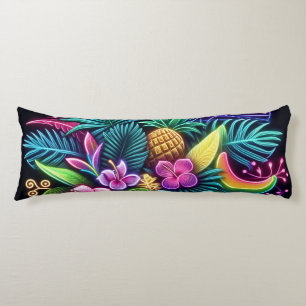 Buntes Neon Tropisch/Hawaiianisch Seitenschläferkissen