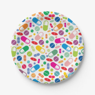 Buntes Neondrogen-Muster Pappteller