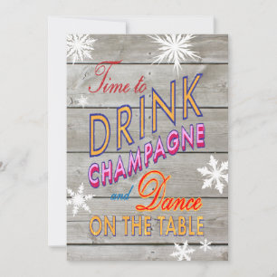 Buntes Neujahrsgetränk Champagner Einladung
