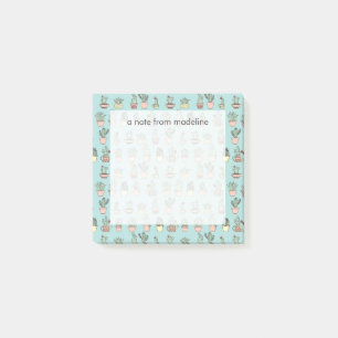 Buntes niedliches Kaktus-in der Hand gezeichnetes Post-it Klebezettel