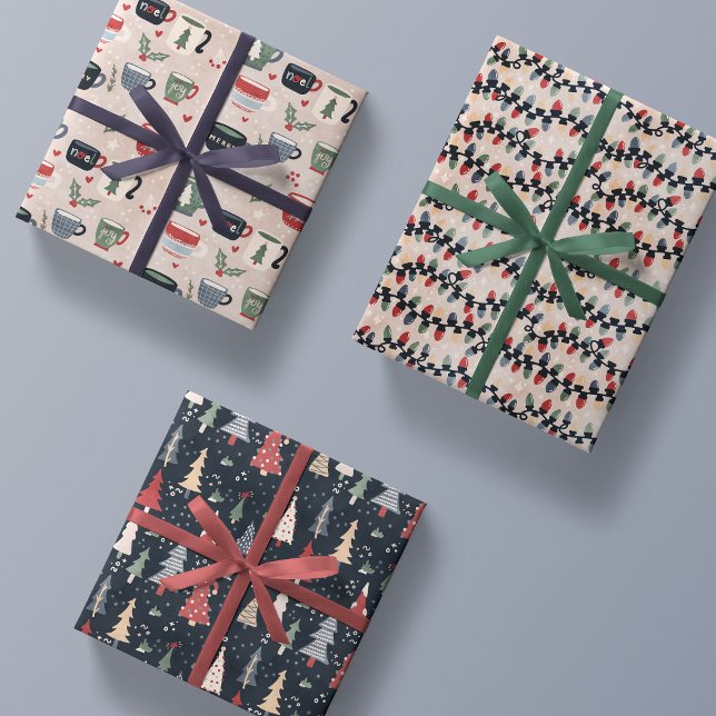 buntes niedliches Weihnachtstrickpack Set Geschenkpapier Set (Von Creator hochgeladen)