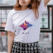 Buntes Noten T-Shirt, Leben ist gut