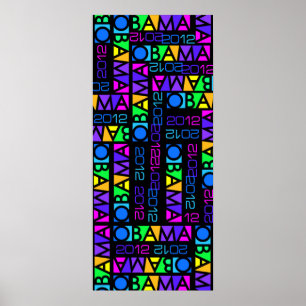 Buntes OBAMA2012 Plakat, 14 x 32 bewegt Schritt Poster
