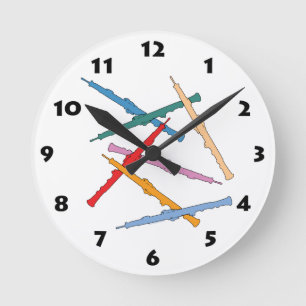 Buntes Oboe Runde Wanduhr