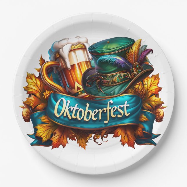 Buntes Oktoberfest  Pappteller (Vorderseite)
