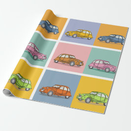 Buntes Oldtimer 2cv Ente Muster Geschenkpapier