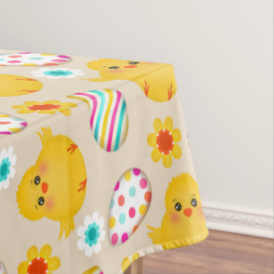 Buntes Osterei-und Küken-Muster Tischdecke