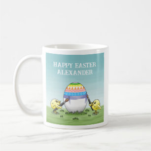 Buntes Osterei wird von den Küken bemalt Kaffeetasse