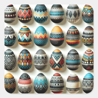 Buntes Ostereier Quadratischer Aufkleber
