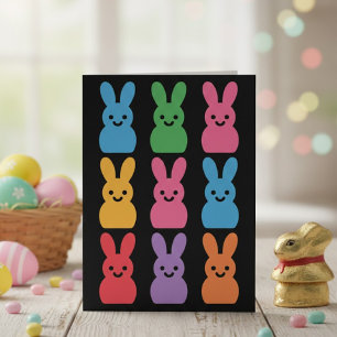 Buntes Osterhase-Pop-Art-Muster auf Schwarz Feiertagskarte