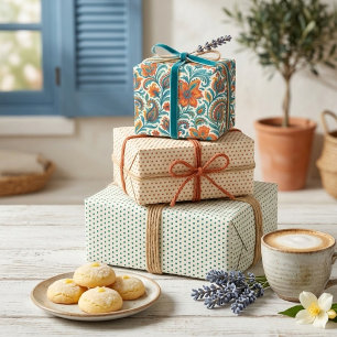 Buntes Paisley-Blumen-Kunstmuster-Geschenkpapier Geschenkpapier Set