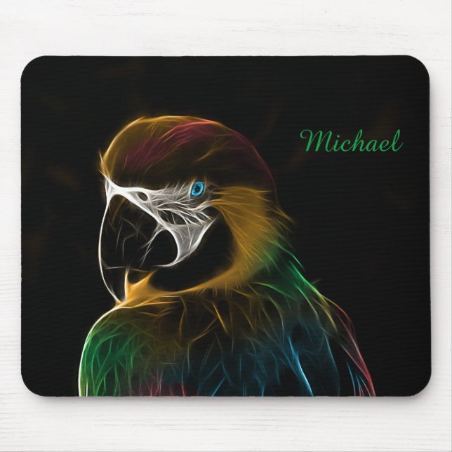 Buntes Papageien-Fraktal Digital Mousepad (Vorne)