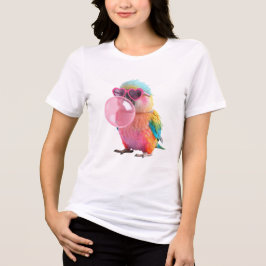 Buntes Papageien-T-Shirt | Süßes Kaugummi-Vogel Tri-Blend Shirt