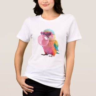 Buntes Papageien-T-Shirt Süßes Kaugummi-Vogel Tri-Blend Shirt