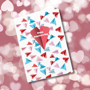 Buntes Papierflugzeug-Foto Valentinstag individuel Feiertagskarte