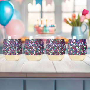Buntes Party-Glas-Set   Lustiges Geburtstags-Trink Weinglas Ohne Stiel