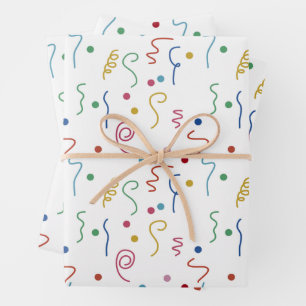 Buntes Party-Konfetti-Muster Geschenkpapier Set